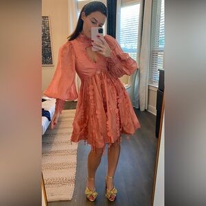 Zimmermann coral eyelet dress size 2